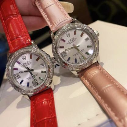 R0LEX レザーストラップ ダイヤモンド レディース ウォッチ【50％割引+送料無料】