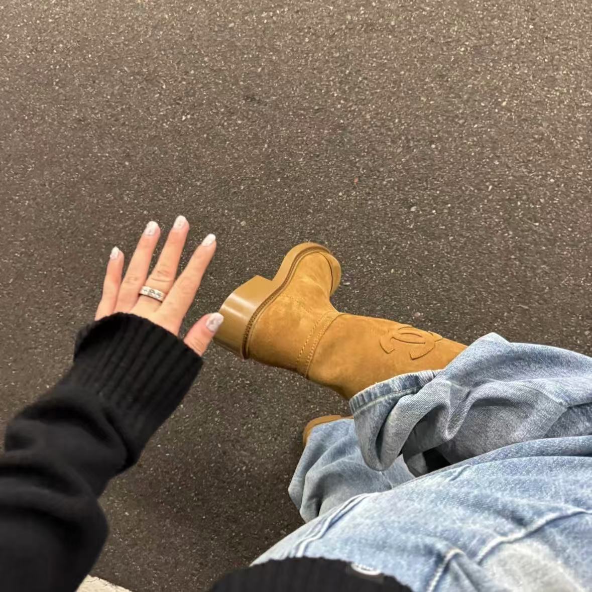 CHANE1 高品質ダブルCアンクルブーツ【50％割引+送料無料】