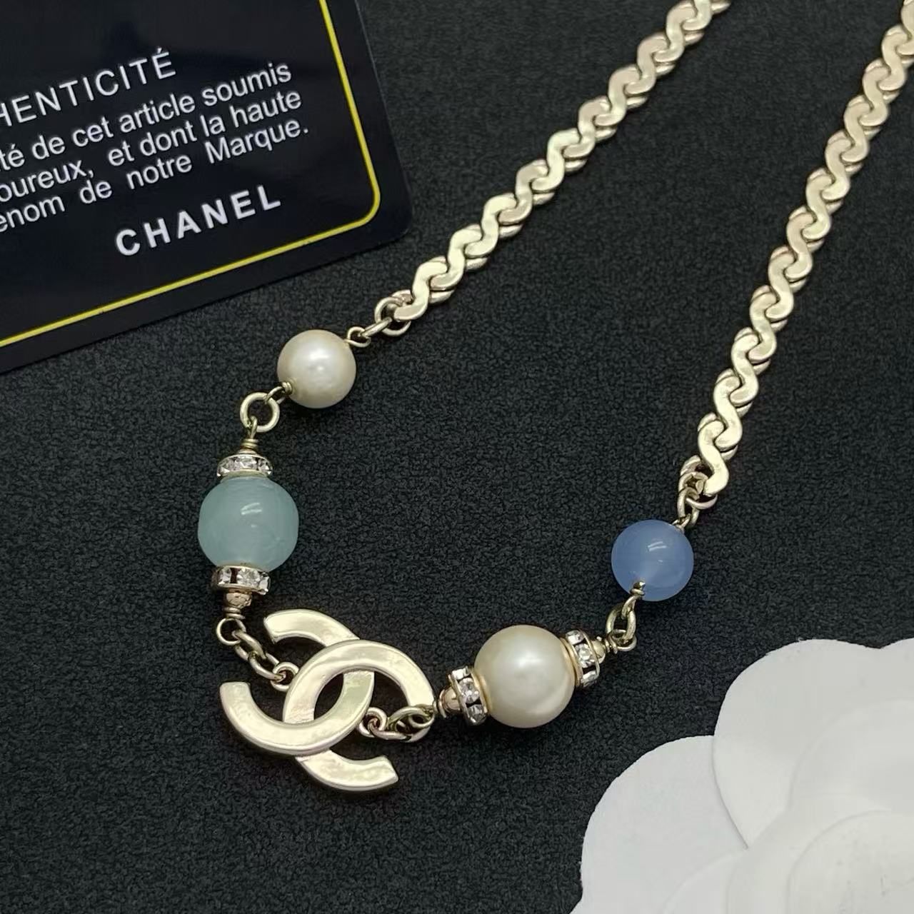 CHANE1 ダブルCビーズネックレス【50％割引+送料無料】