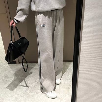 M1UM1U カラーブロック ジッパートップ + パンツ ツーピースセット【50％割引+送料無料】