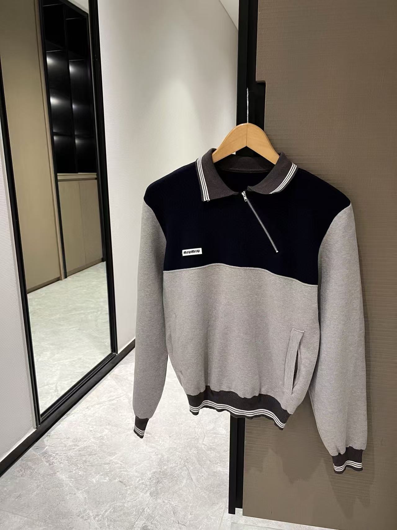 M1UM1U カラーブロック ジッパートップ + パンツ ツーピースセット【50％割引+送料無料】