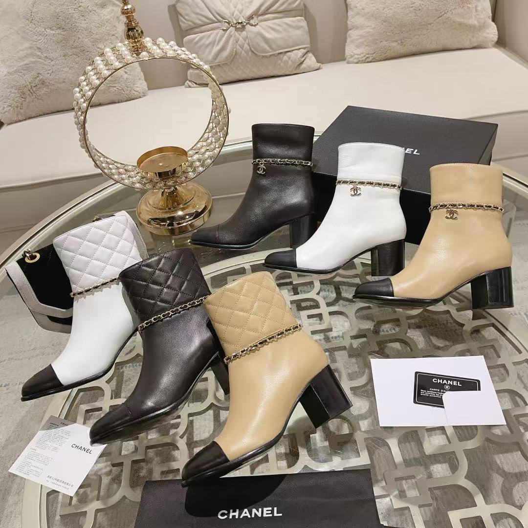 CHANE1 高品質チェーンアンクルブーツ【50％割引+送料無料】