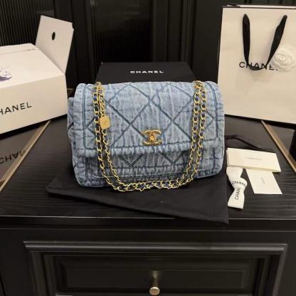 CHANE1 デニムフラップチェーンバッグ【50％割引+送料無料】