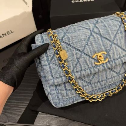 CHANE1 デニムフラップチェーンバッグ【50％割引+送料無料】