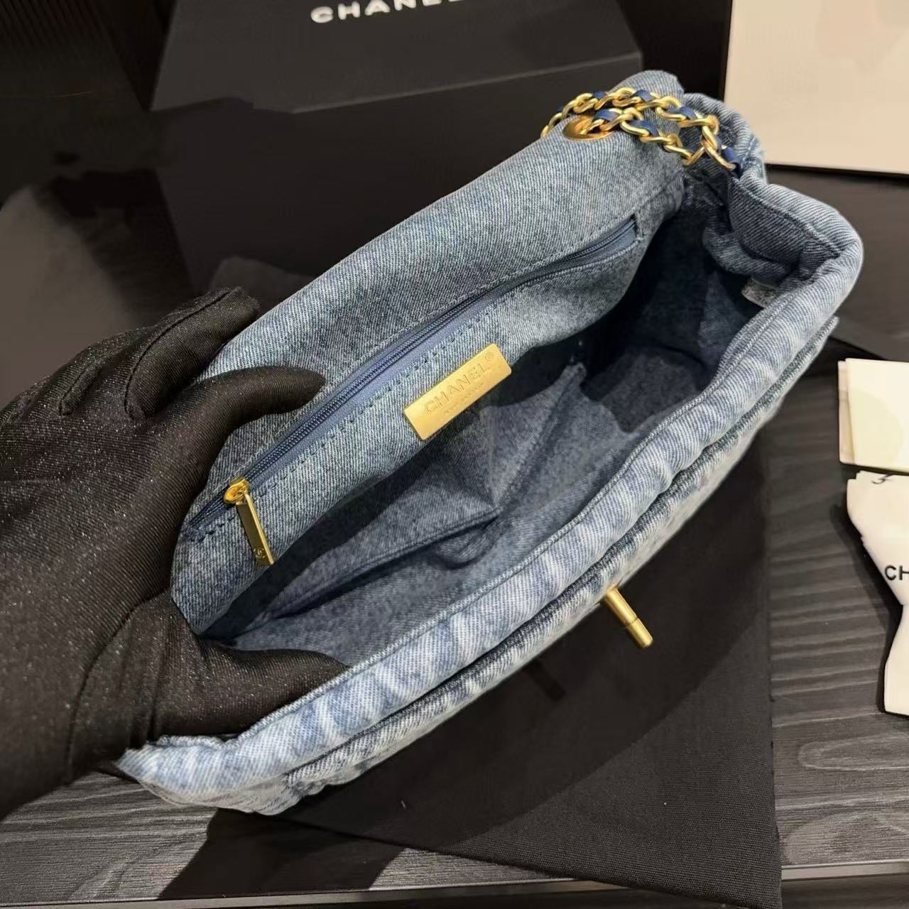 CHANE1 デニムフラップチェーンバッグ【50％割引+送料無料】