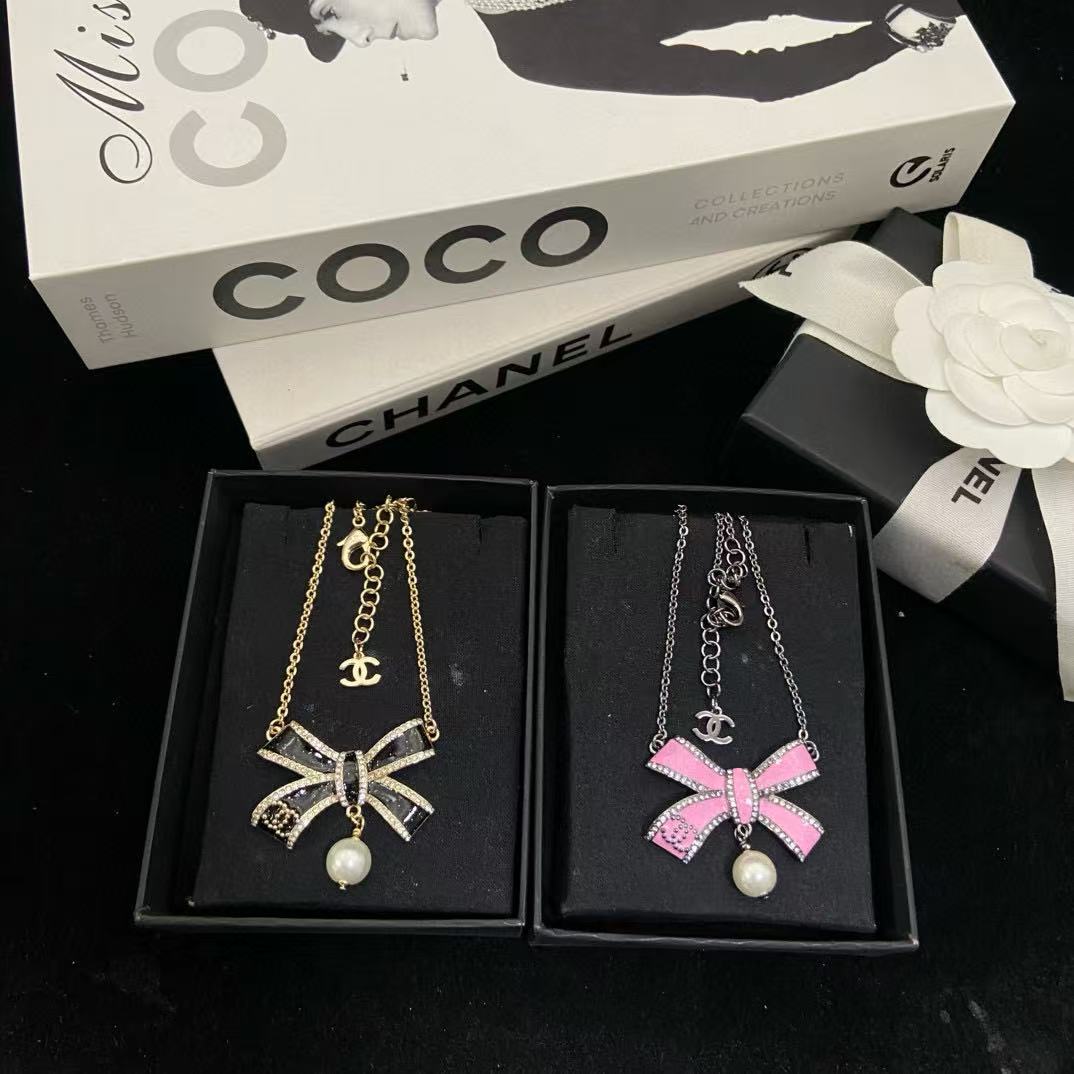CHANE1 ダブルCボウパールネックレス【50％割引+送料無料】