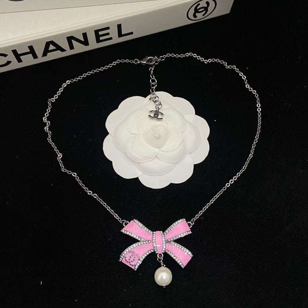 CHANE1 ダブルCボウパールネックレス【50％割引+送料無料】