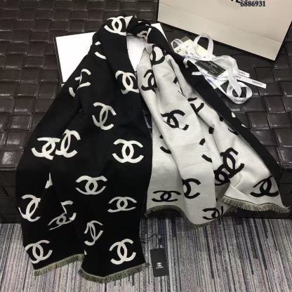 CHANE1 フルダブルCカシミアスカーフ【50％割引+送料無料】