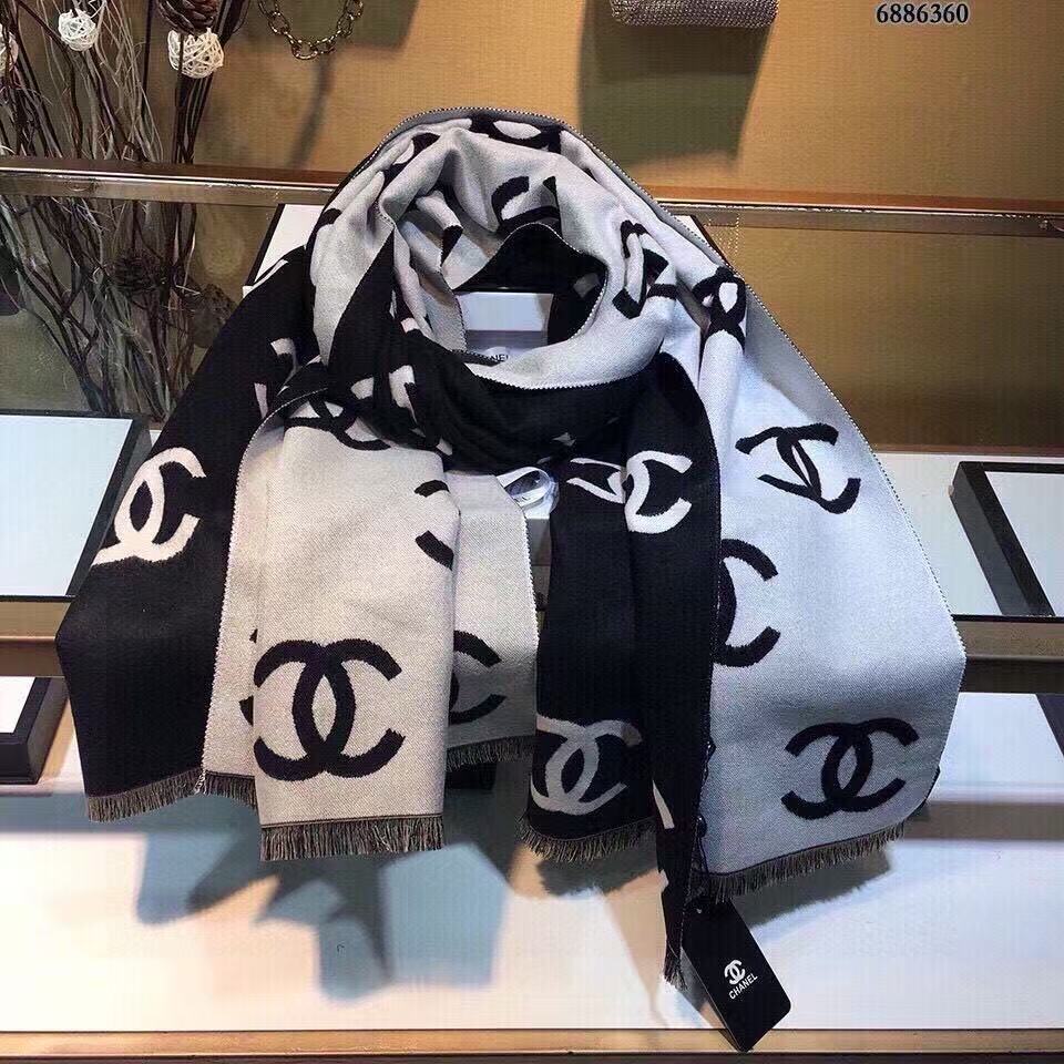 CHANE1 フルダブルCカシミアスカーフ【50％割引+送料無料】
