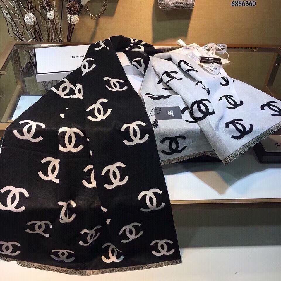 CHANE1 フルダブルCカシミアスカーフ【50％割引+送料無料】