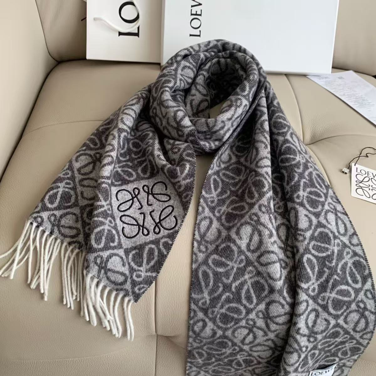 L0WEW タッセル カシミアスカーフ【50％割引+送料無料】