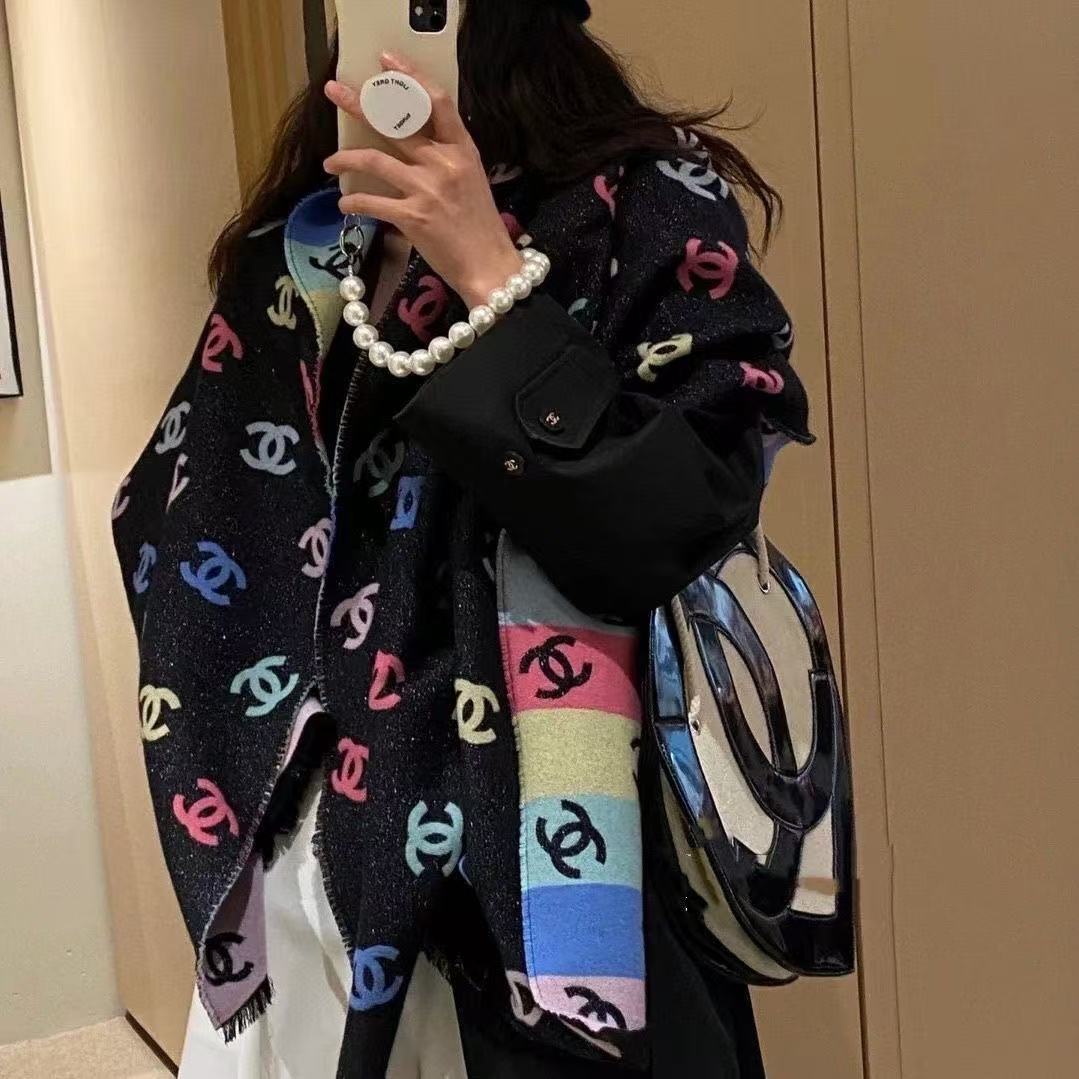 CHANE1 ダブルCロゴ カシミアスカーフ【50％割引+送料無料】
