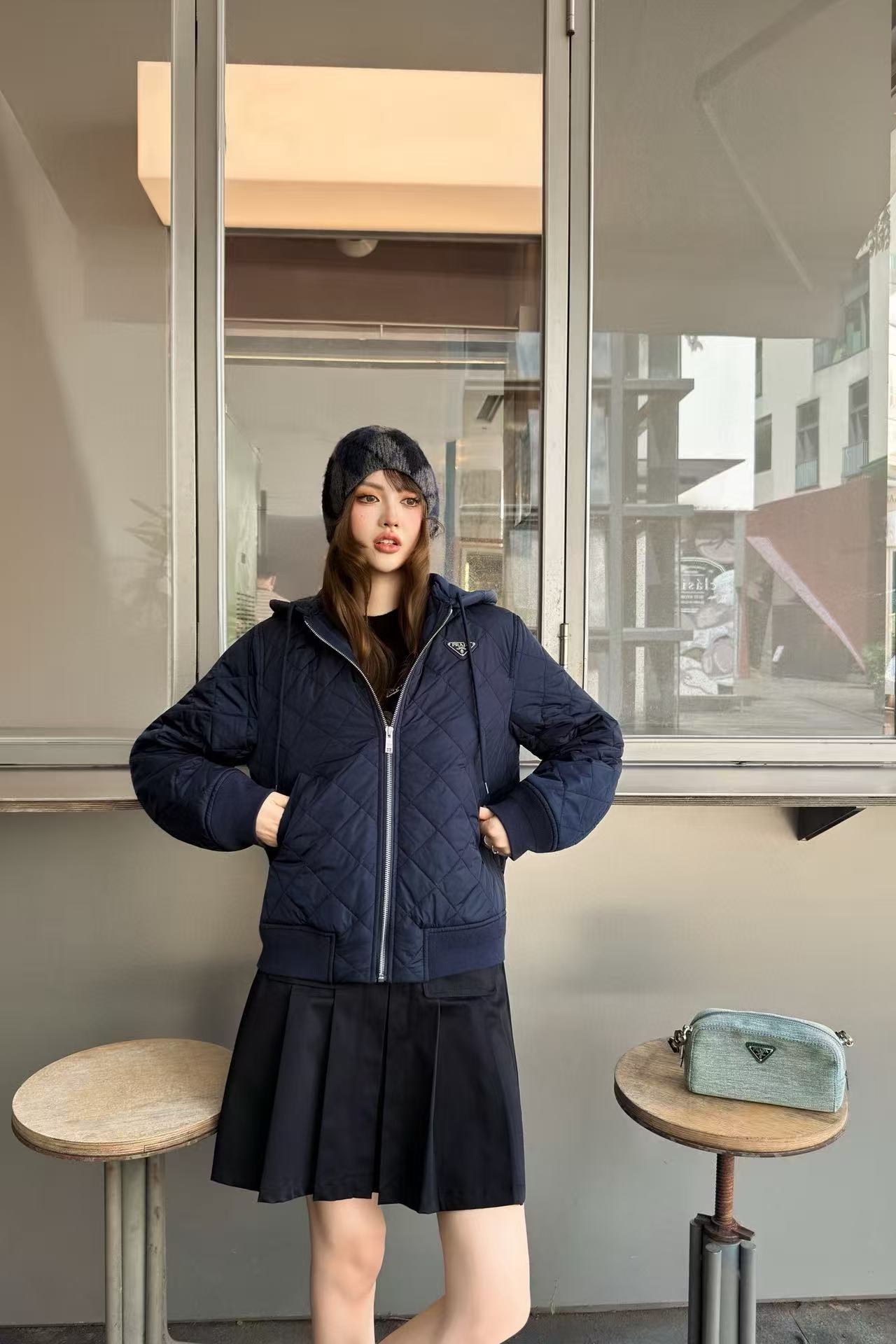 PR4DA トライアングルロゴ チェック柄 フード付きジャケット【50％割引+送料無料】