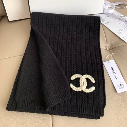 CHANE1 ダブルC カシミアスカーフ【50％割引+送料無料】