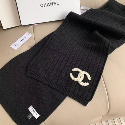 CHANE1 ダブルC カシミアスカーフ【50％割引+送料無料】