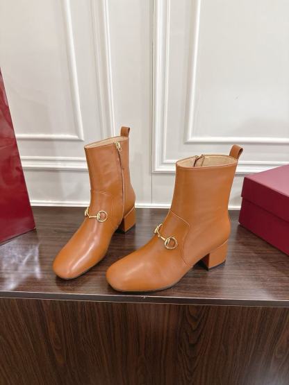 GUCC1 高品質ホースビットチャンキーヒールアンクルブーツ【50％割引+送料無料】