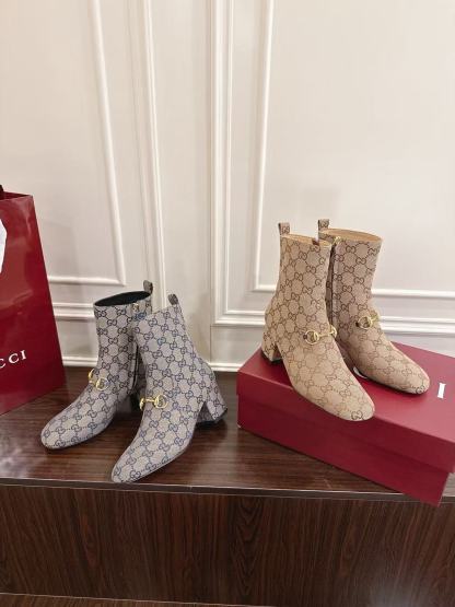 GUCC1 高品質ホースビットチャンキーヒールアンクルブーツ【50％割引+送料無料】