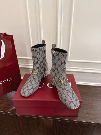 GUCC1 高品質ホースビットチャンキーヒールアンクルブーツ【50％割引+送料無料】