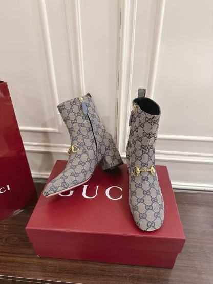 GUCC1 高品質ホースビットチャンキーヒールアンクルブーツ【50％割引+送料無料】