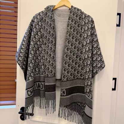 DI0R ジャカードタッセルウールスカーフ【50％割引+送料無料】