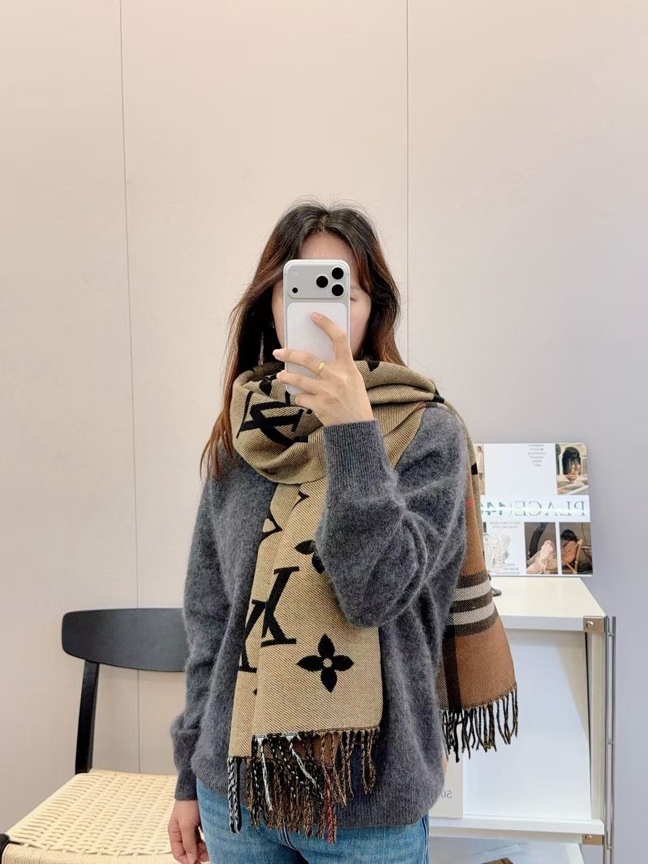 LV 両面ウールスカーフ【50％割引+送料無料】