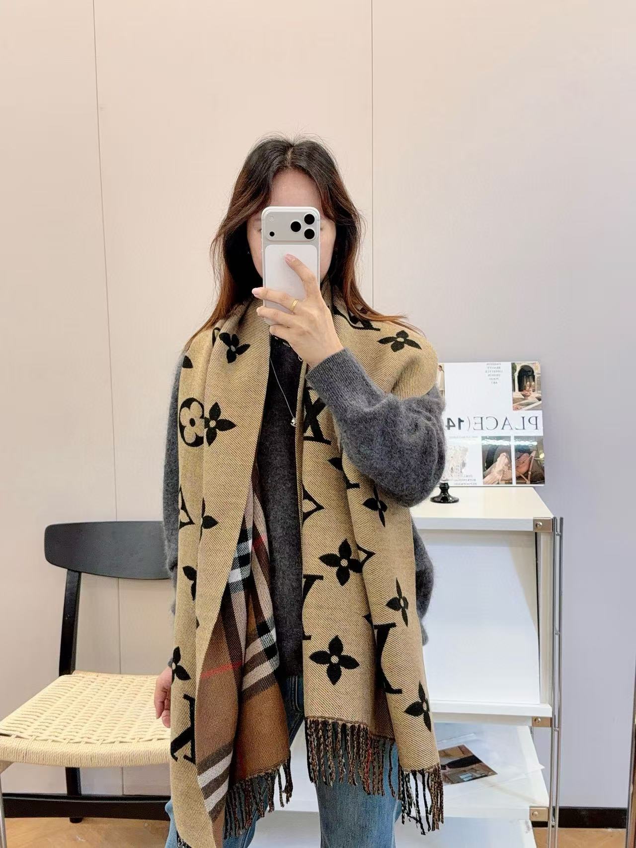 LV 両面ウールスカーフ【50％割引+送料無料】