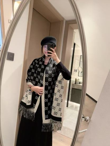 GUCC1 両面カラーブロックウールスカーフ【50％割引+送料無料】