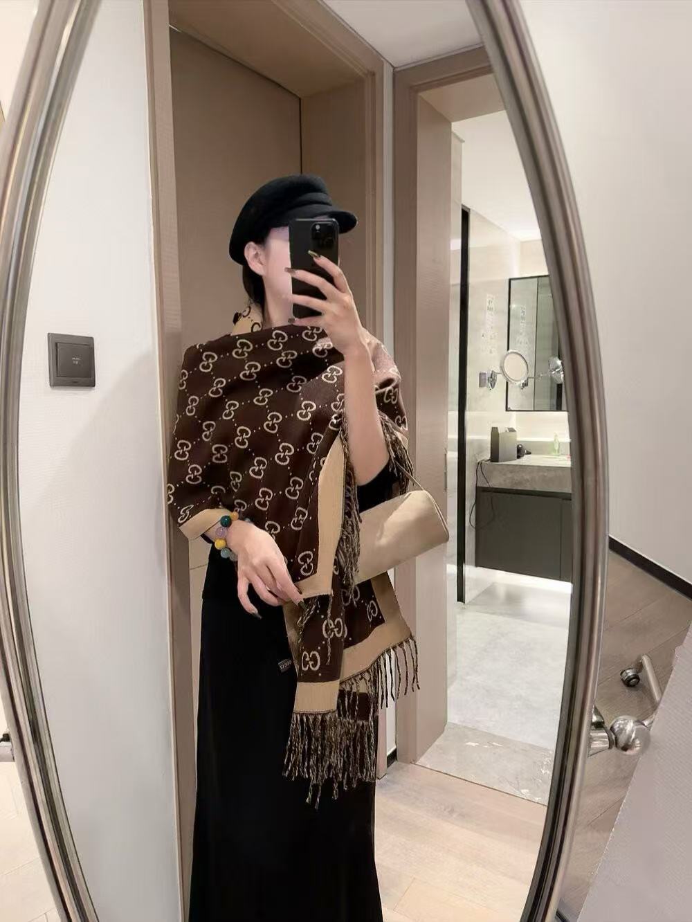 GUCC1 両面カラーブロックウールスカーフ【50％割引+送料無料】