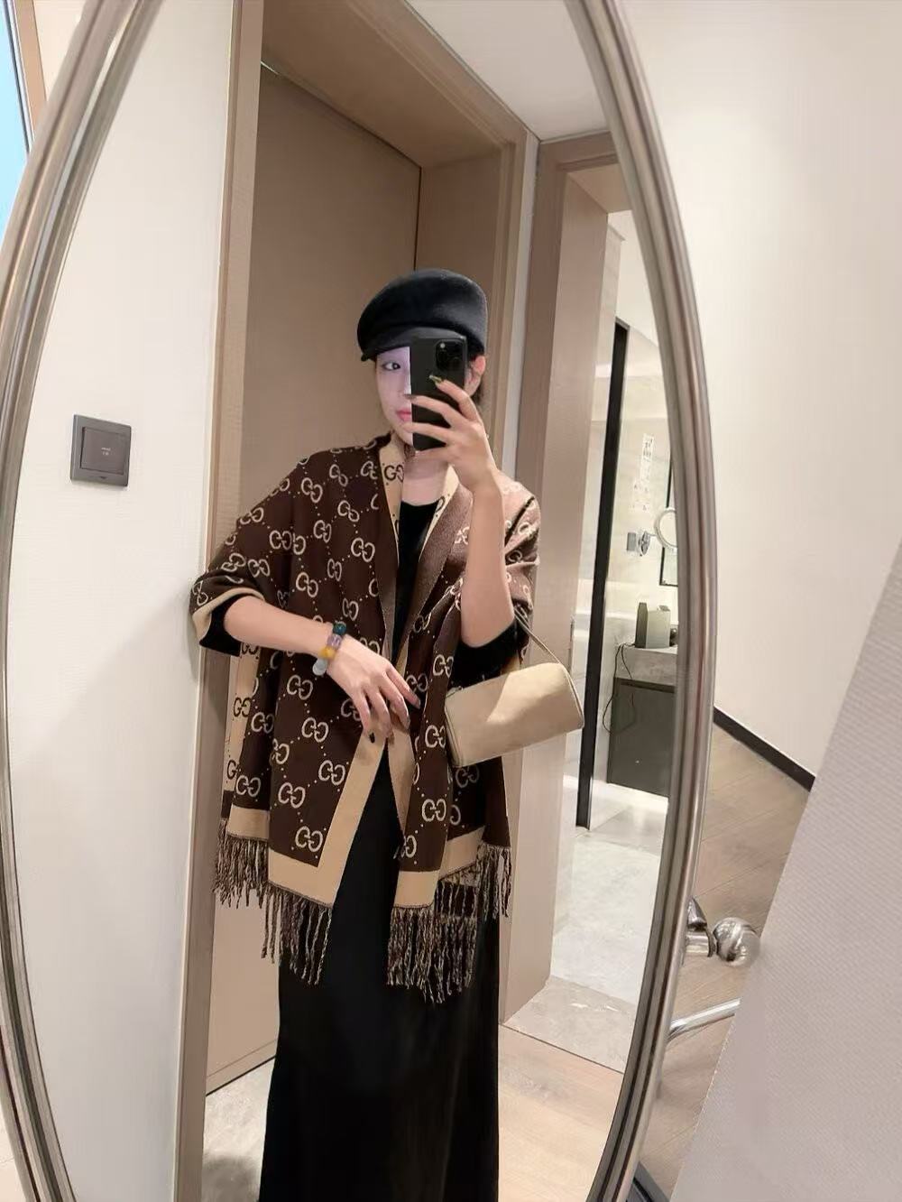 GUCC1 両面カラーブロックウールスカーフ【50％割引+送料無料】