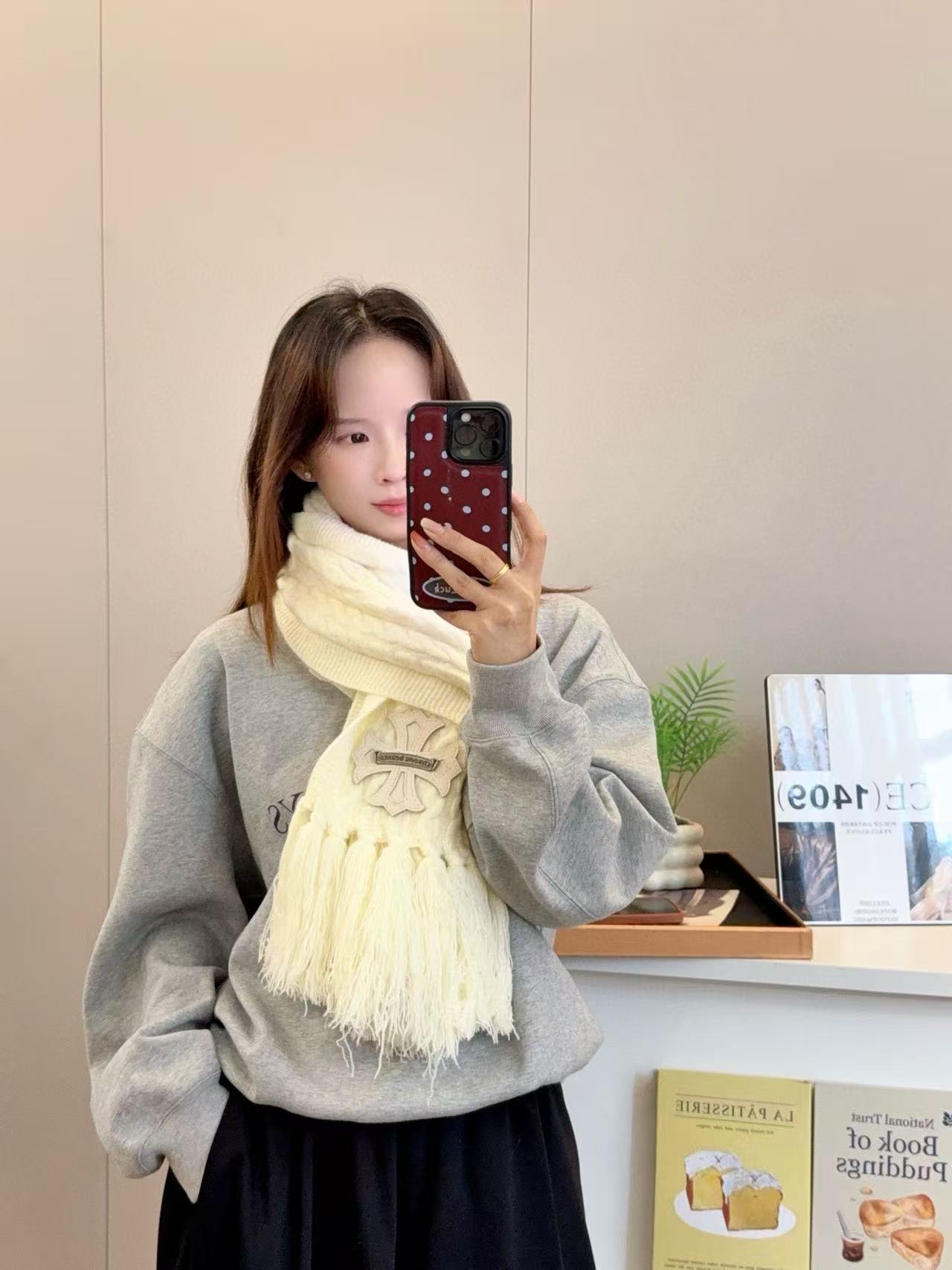 Chr0me Heartsフリンジ付きカシミアスカーフ【50％割引+送料無料】