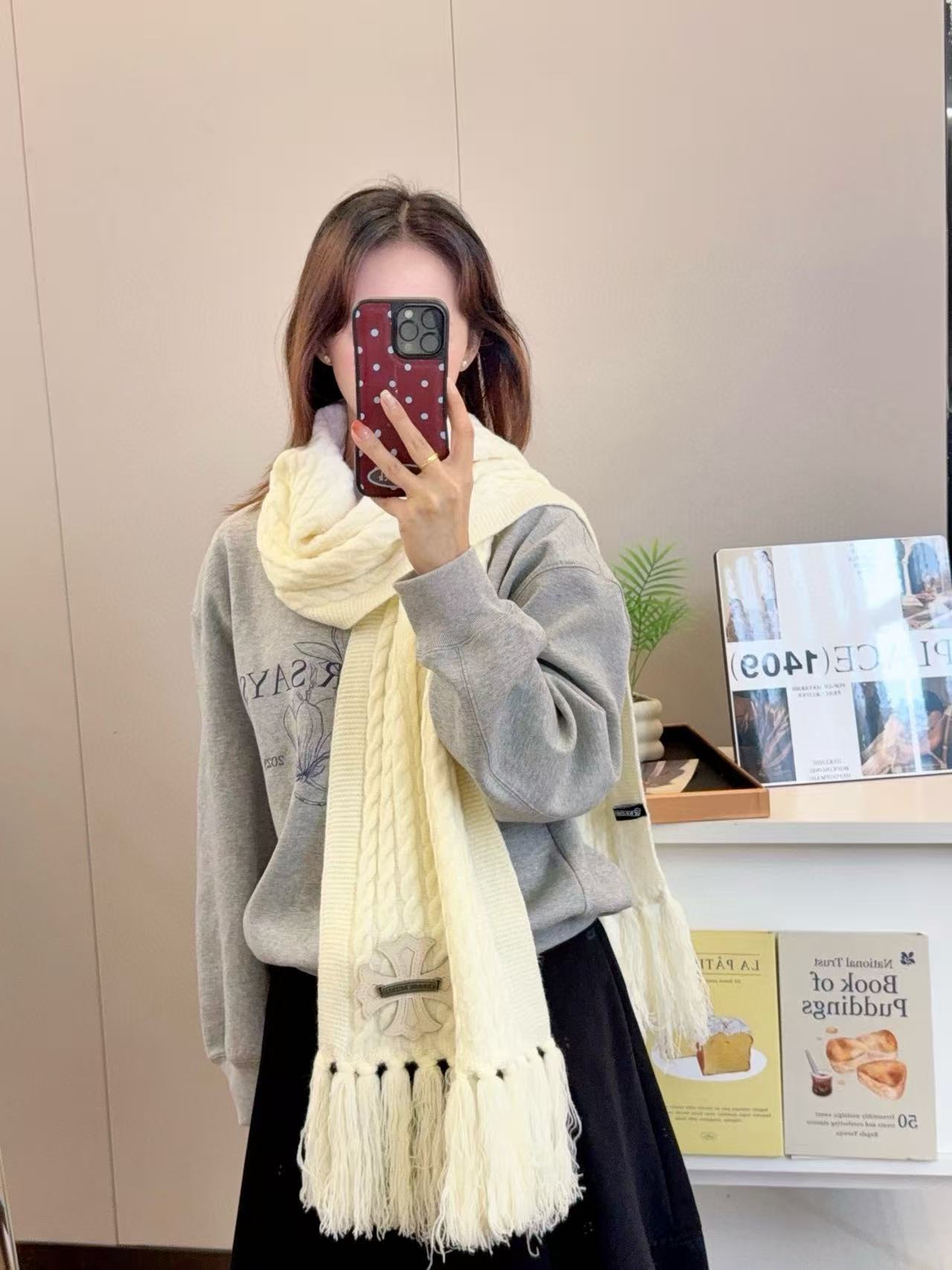 Chr0me Heartsフリンジ付きカシミアスカーフ【50％割引+送料無料】