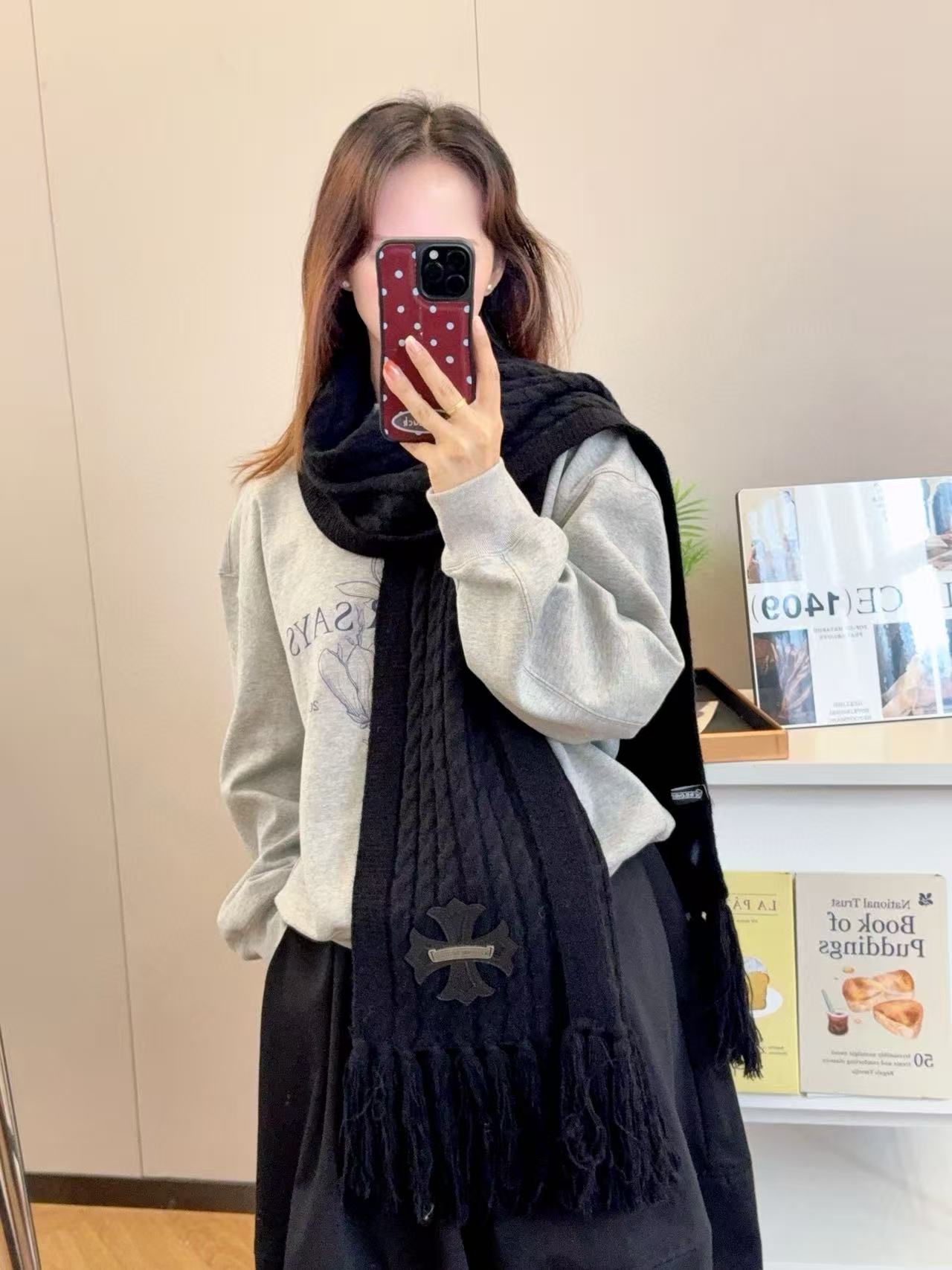 Chr0me Heartsフリンジ付きカシミアスカーフ【50％割引+送料無料】