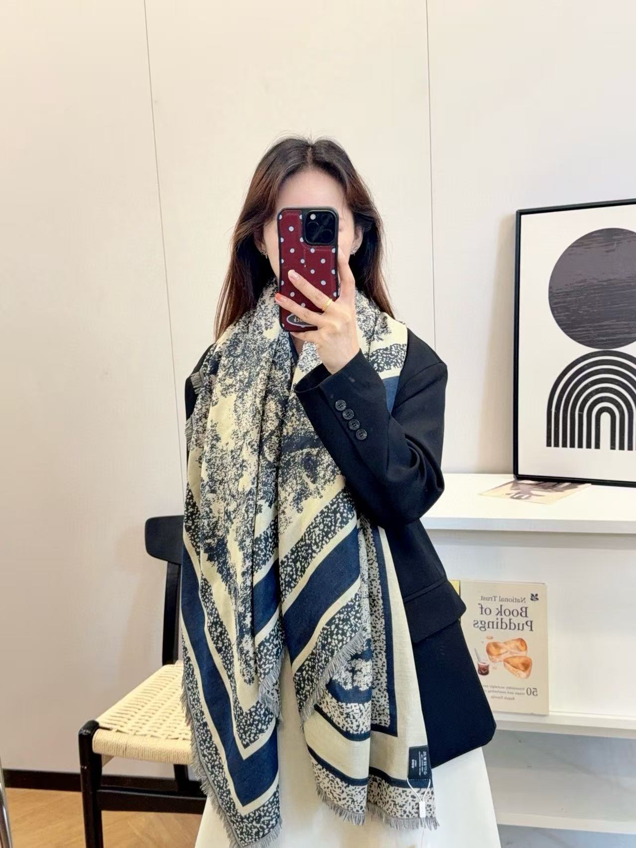 DI0R アニマルジャカードロゴウールスカーフ【50％割引+送料無料】