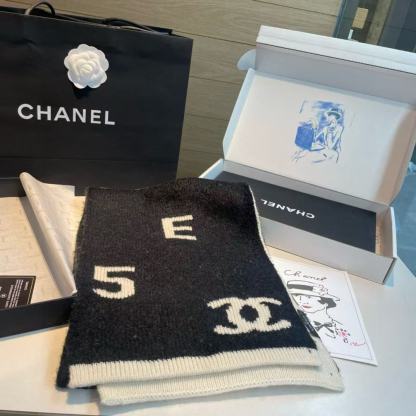 CHANE1 ダブルC カシミアスカーフ【50％割引+送料無料】
