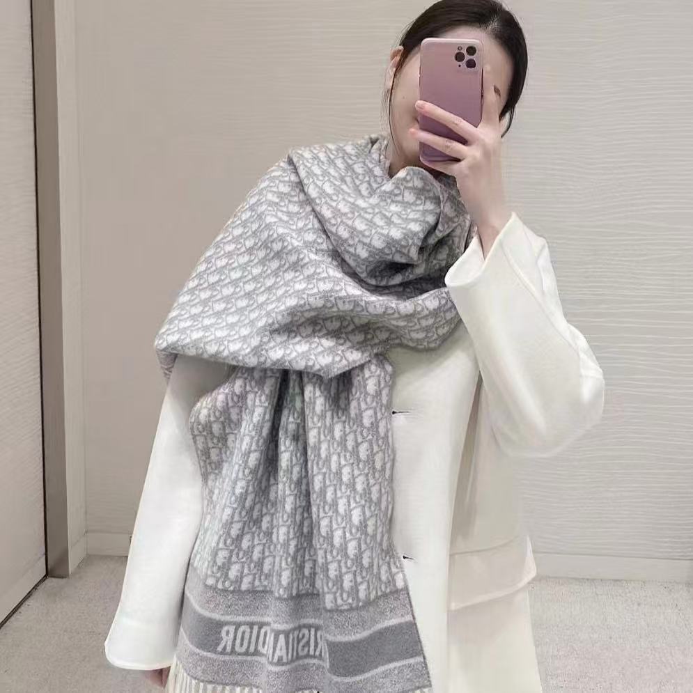 DI0R ジャカードタッセル カシミアスカーフ【50％割引+送料無料】