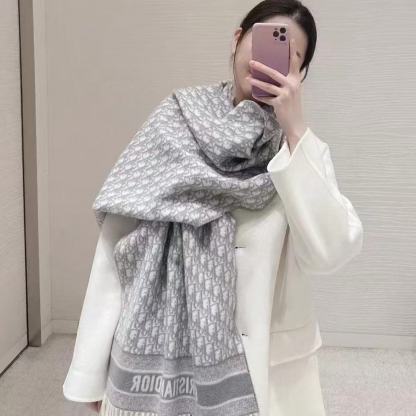 DI0R ジャカードタッセル カシミアスカーフ【50％割引+送料無料】