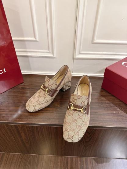 GUCC1 高品質ジャカードローヒールシューズ【50％割引+送料無料】