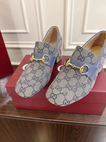 GUCC1 高品質ジャカードローヒールシューズ【50％割引+送料無料】