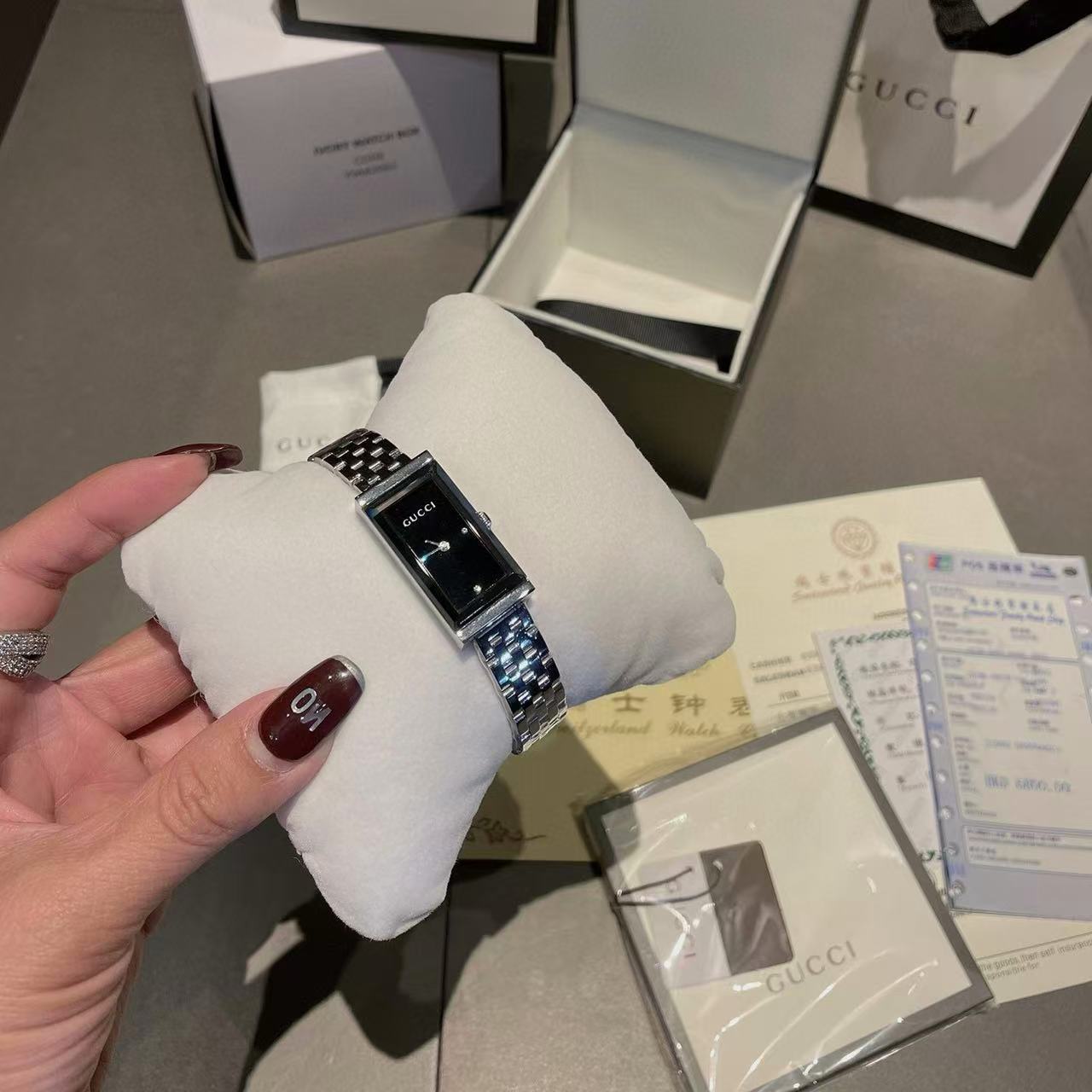 GUCC1 スチールストラップ スクエア レディース ウォッチ【50％割引+送料無料】