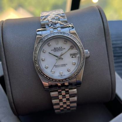 R0LEX ダイヤモンドスタッズ スチールストラップ レディースウォッチ【50％割引+送料無料】