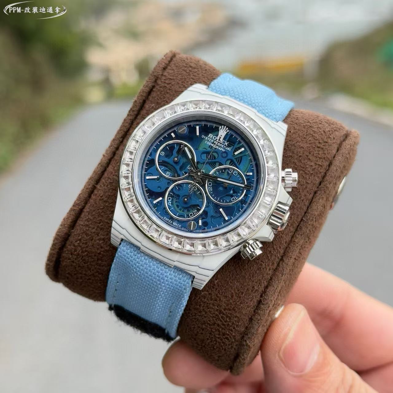 R0LEX グレイシャーブルー＆ホワイトダイヤモンド メンズウォッチ【50％割引+送料無料】