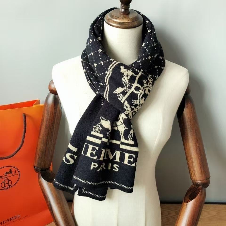 HERME5 チェック柄カシミアスカーフ【50％割引+送料無料】