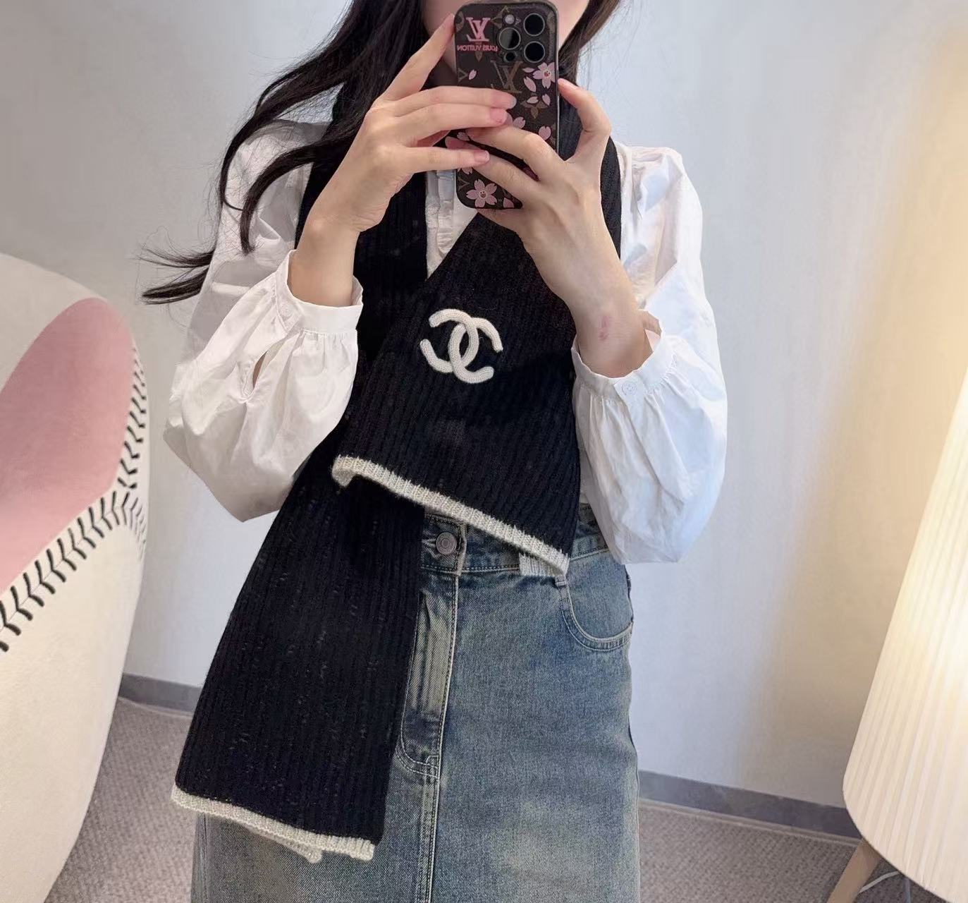 CHANE1 ダブルCウールスカーフ【50％割引+送料無料】