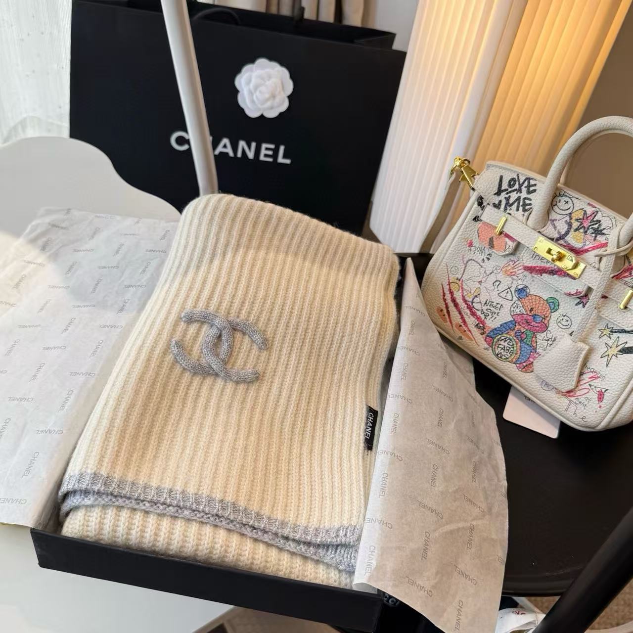 CHANE1 ダブルCウールスカーフ【50％割引+送料無料】