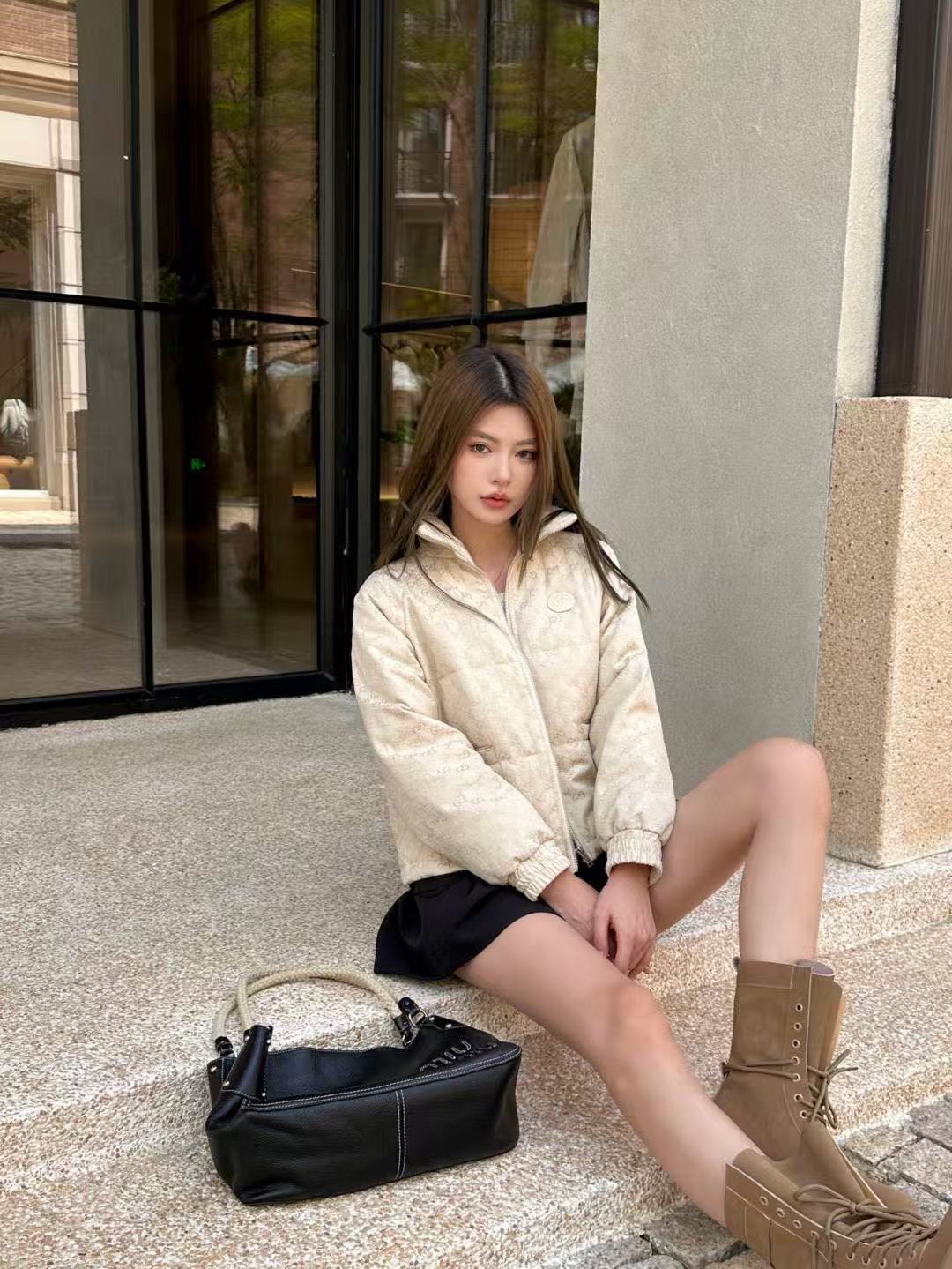 GUCC1 スタンドカラー ジャカード ダウンジャケット【50％割引+送料無料】