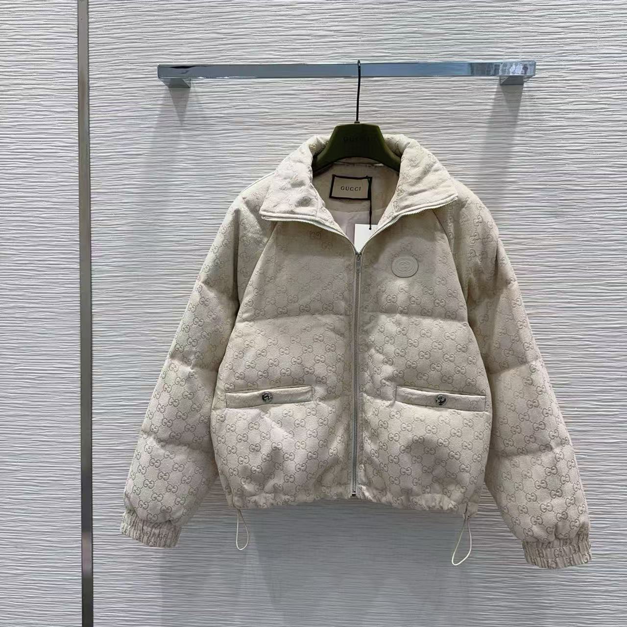 GUCC1 スタンドカラー ジャカード ダウンジャケット【50％割引+送料無料】