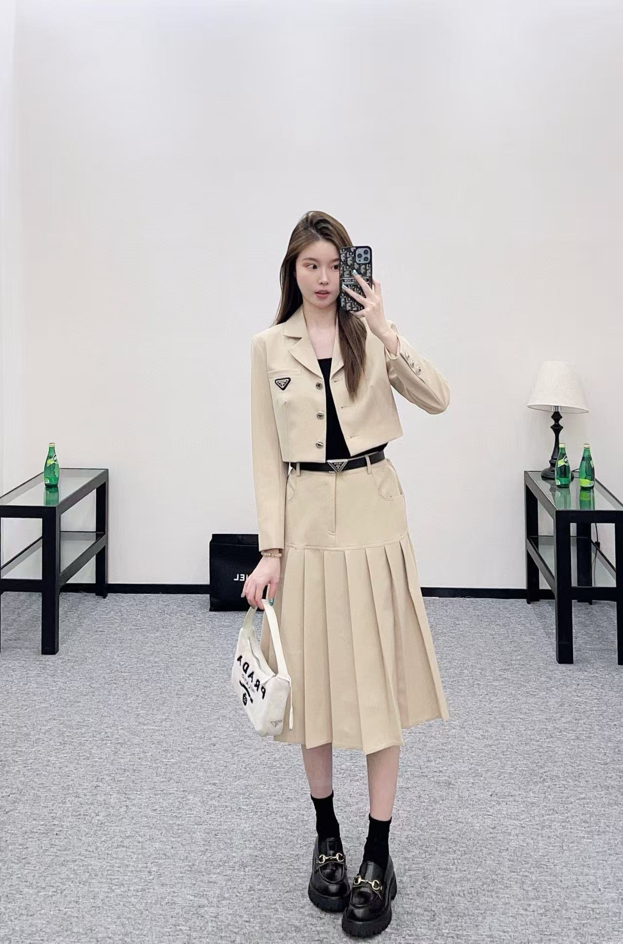 PR4DA トライアングルロゴジャケット+スカート ツーピースセット【50％割引+送料無料】