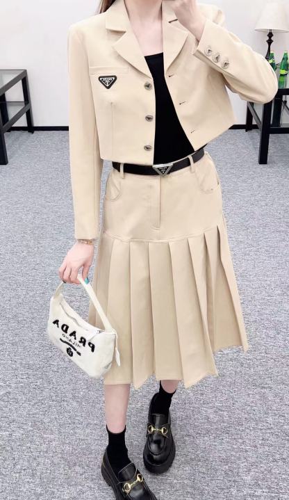 PR4DA トライアングルロゴジャケット+スカート ツーピースセット【50％割引+送料無料】