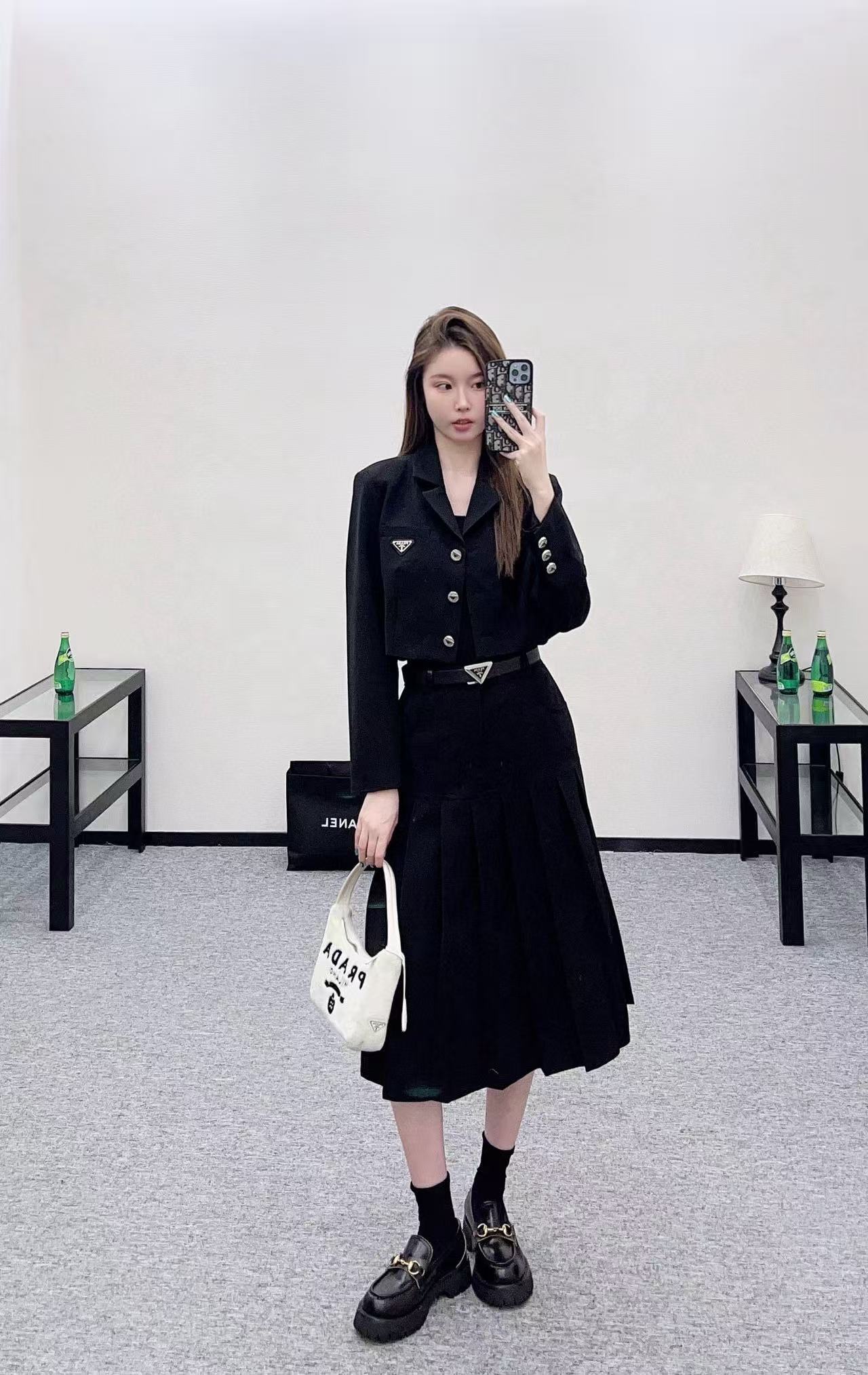 PR4DA トライアングルロゴジャケット+スカート ツーピースセット【50％割引+送料無料】