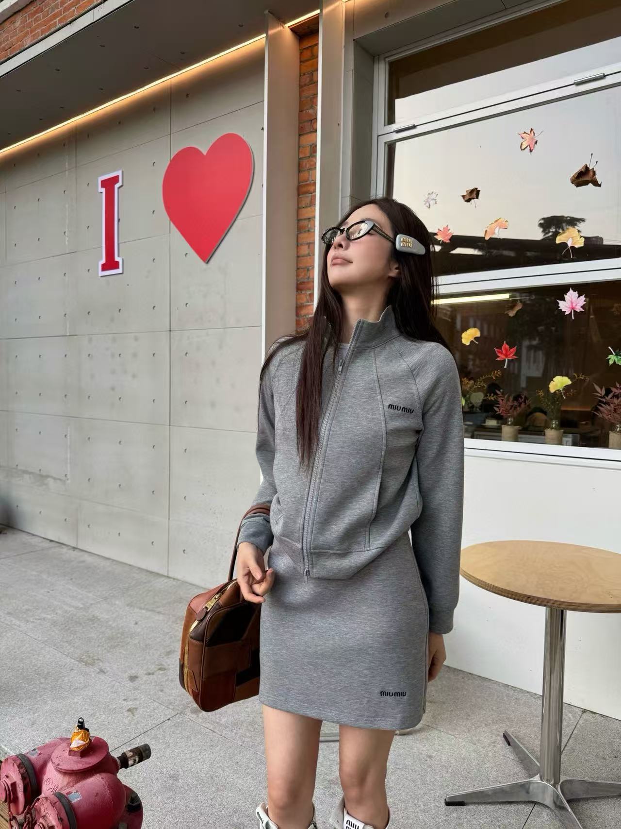 M1UM1U 高品質ジッパージャケット+スカート ツーピースセット【50％割引+送料無料】